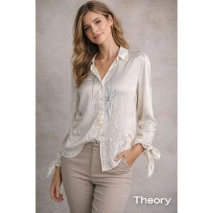 Theory Silk Tie-Cuff Shirt – Women’s Size P (Small)